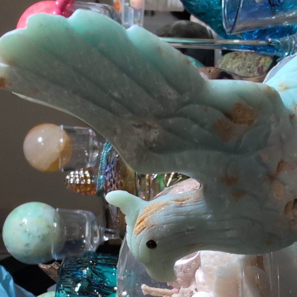 Carved Phoenix 🐦‍🔥 Story Crystal Amazonite Gem Blue - Picture 5 of 6